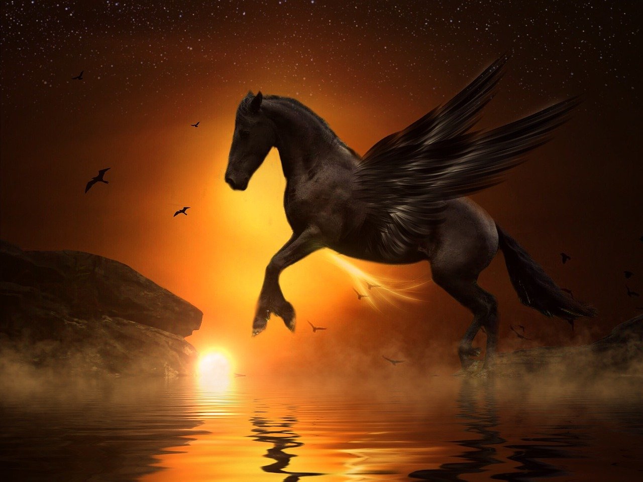 pegasus, moon, leap