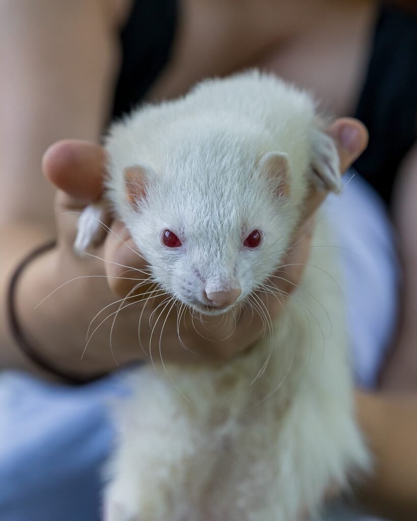 ferret, albino ferret, animal